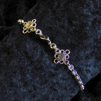 Small wire wrapped bracelet- Silver- Golden Obsidian