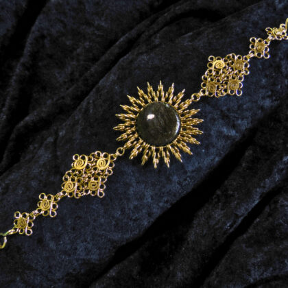Golden Obsidian brass wire wrapped bracelet